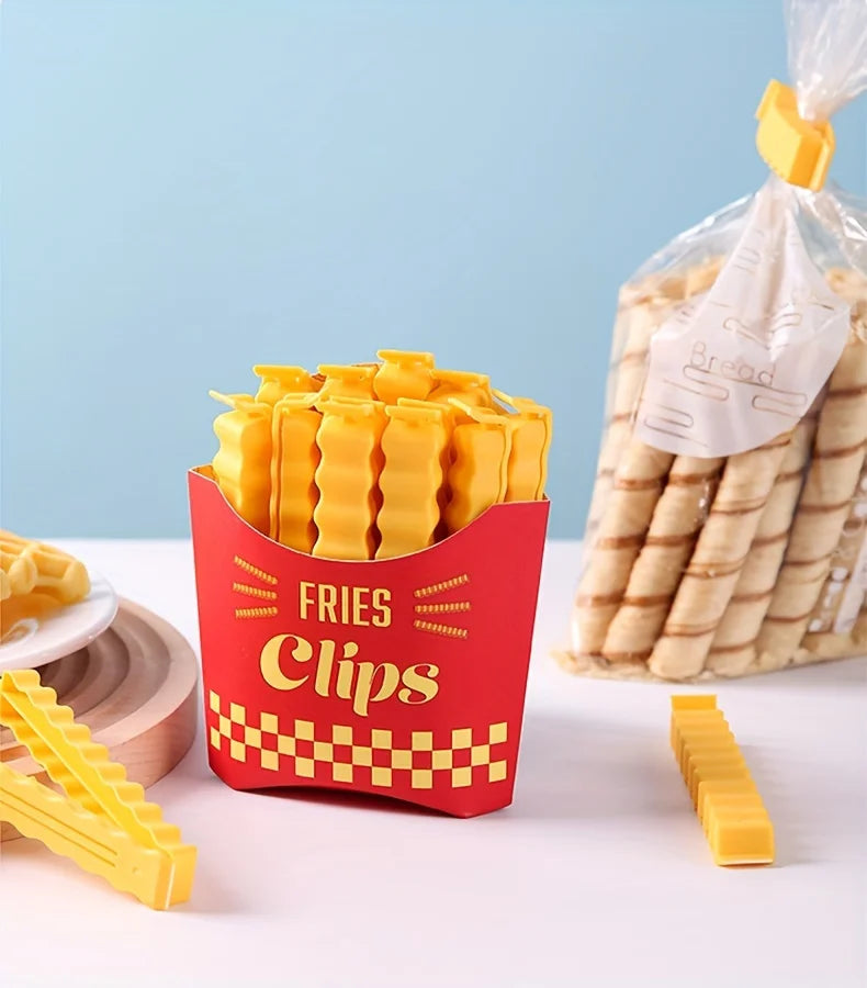 12PCS French Fry Shaped Sealing Clip - For Snack Sealing, Food Clips, Plastic Bag Seasoning Sealing Strips