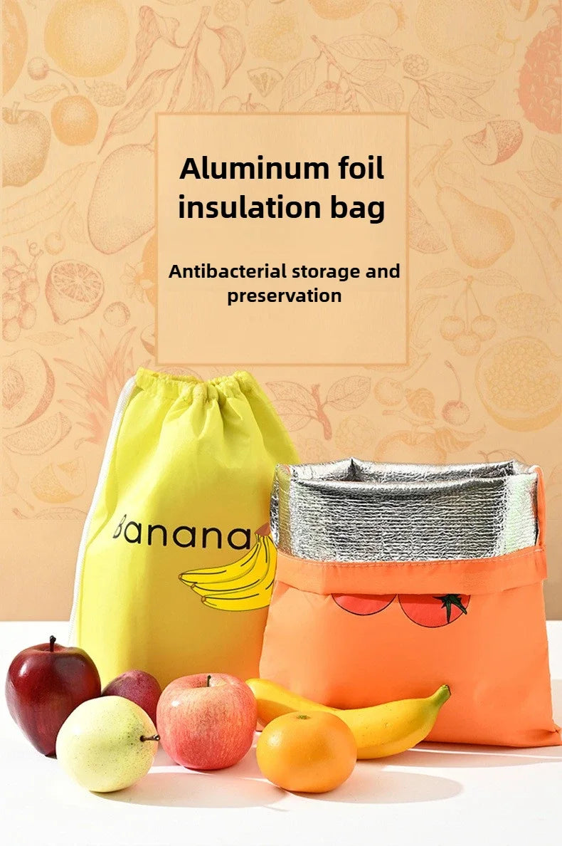 ‌"Insulated Fresh-Keeper Bag - Reusable Storage Organizer for Bananas, Lettuce & Vegetables (Drawstring Closure)"