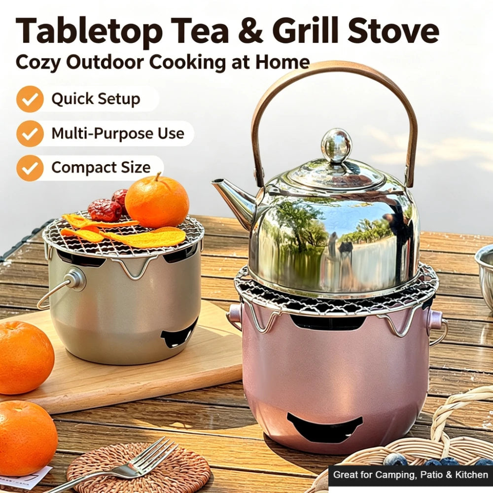Portable Stainless Steel Charcoal Grill, Mini BBQ Stove, Outdoor & Household Barbecue Cooker for Camping Picnic