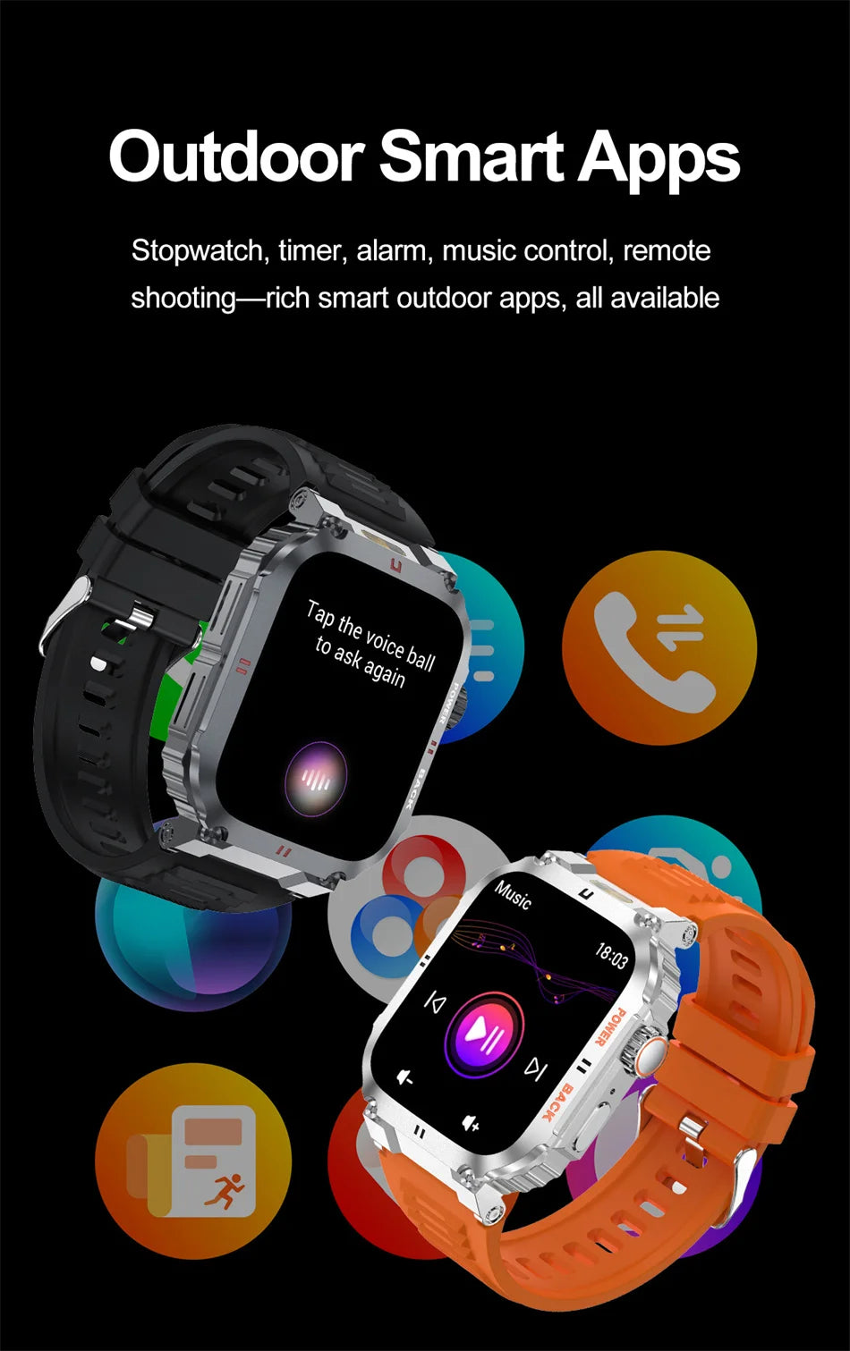 2026 New Military GPS Smart Watch Men 1.91" AMOLED Screen IP68 Waterproof Sports Fitness Tracker BT Call Smartwatches