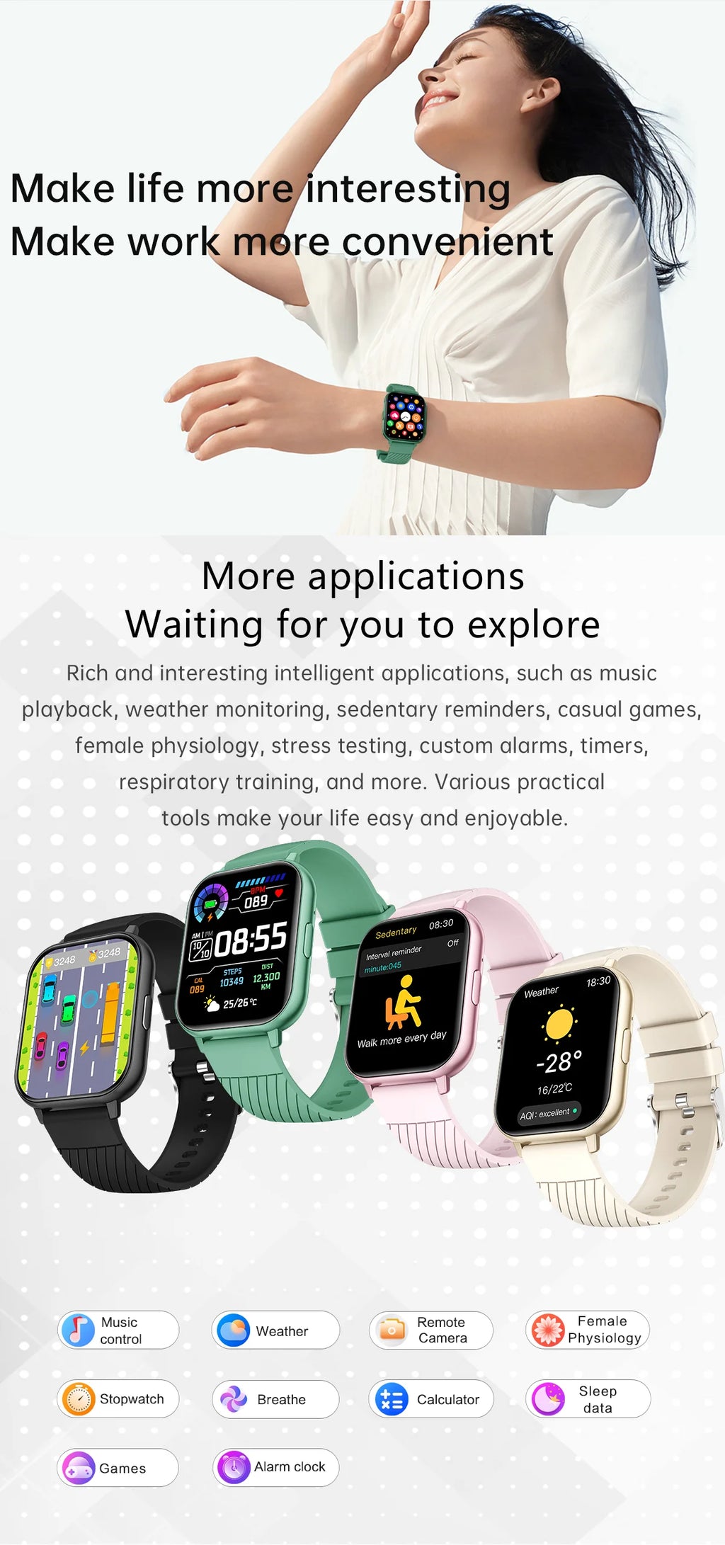 LIGE 2025 Smart Watch Men Full Touch IP67 Waterproof Alarm Clock Heart Rate Health Monitor Lady Gift Sports Fitness Smartwatches