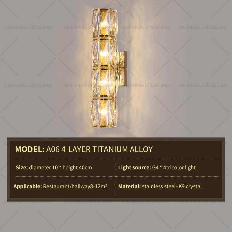 Light Luxury Crystal Wall Lamp Creative Villa Living Room TV Background Wall Lamp Network Red Modeling wall Bedroom Bedside Lamp
