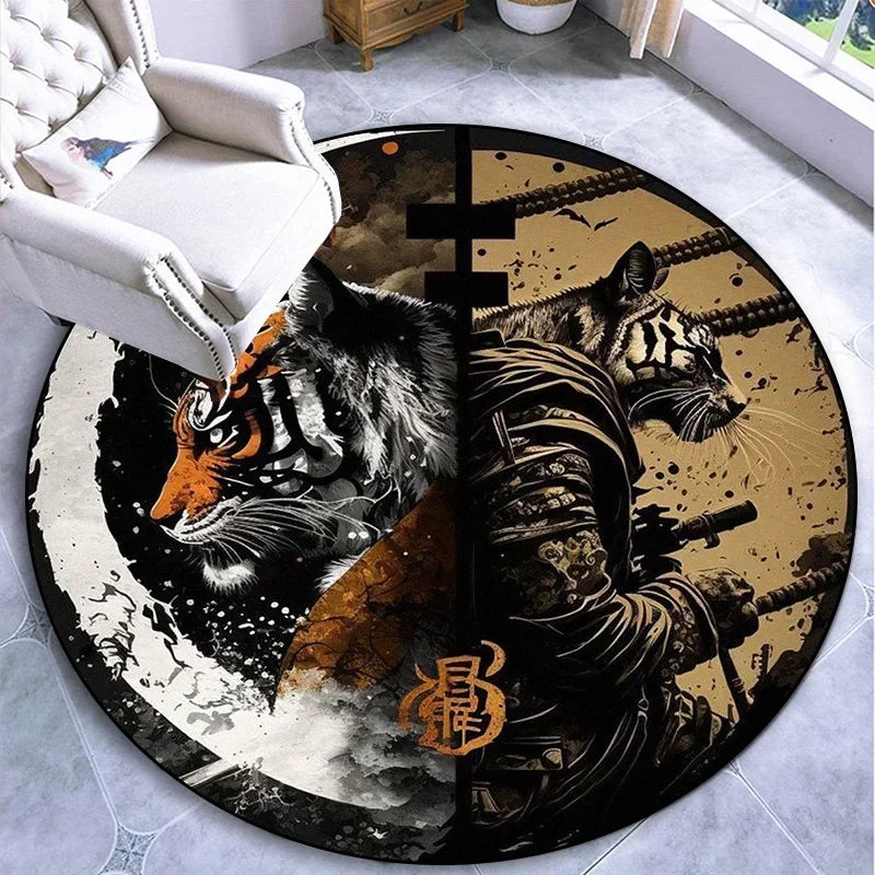 Large Round Carpet Rug Living Room Bedroom Decoration Anti Slip Tree of Life Mat Dragon Lion Tiger Yin Yang Tai Chi Carpet Rugs