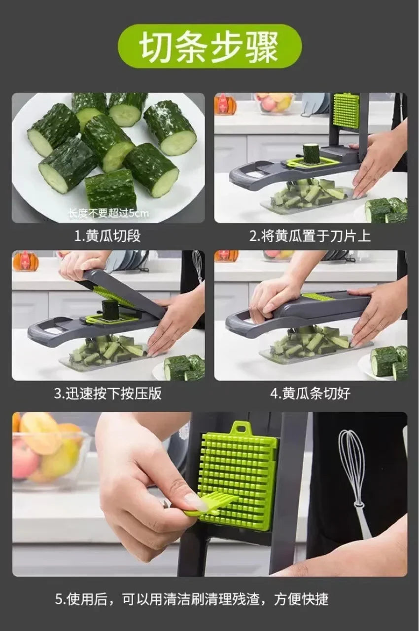 16 Multifunctional Vegetable Cutting Artifacts Household Kitchen Vegetable Cutting Slicer Potato Shredded Wire Wiper Dice