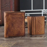 Luxury Handmade Genuine Leather Men Wallet Bifold Purse Male Wallets Short Money Clip Vintage Leather Money Bag with zip pocket