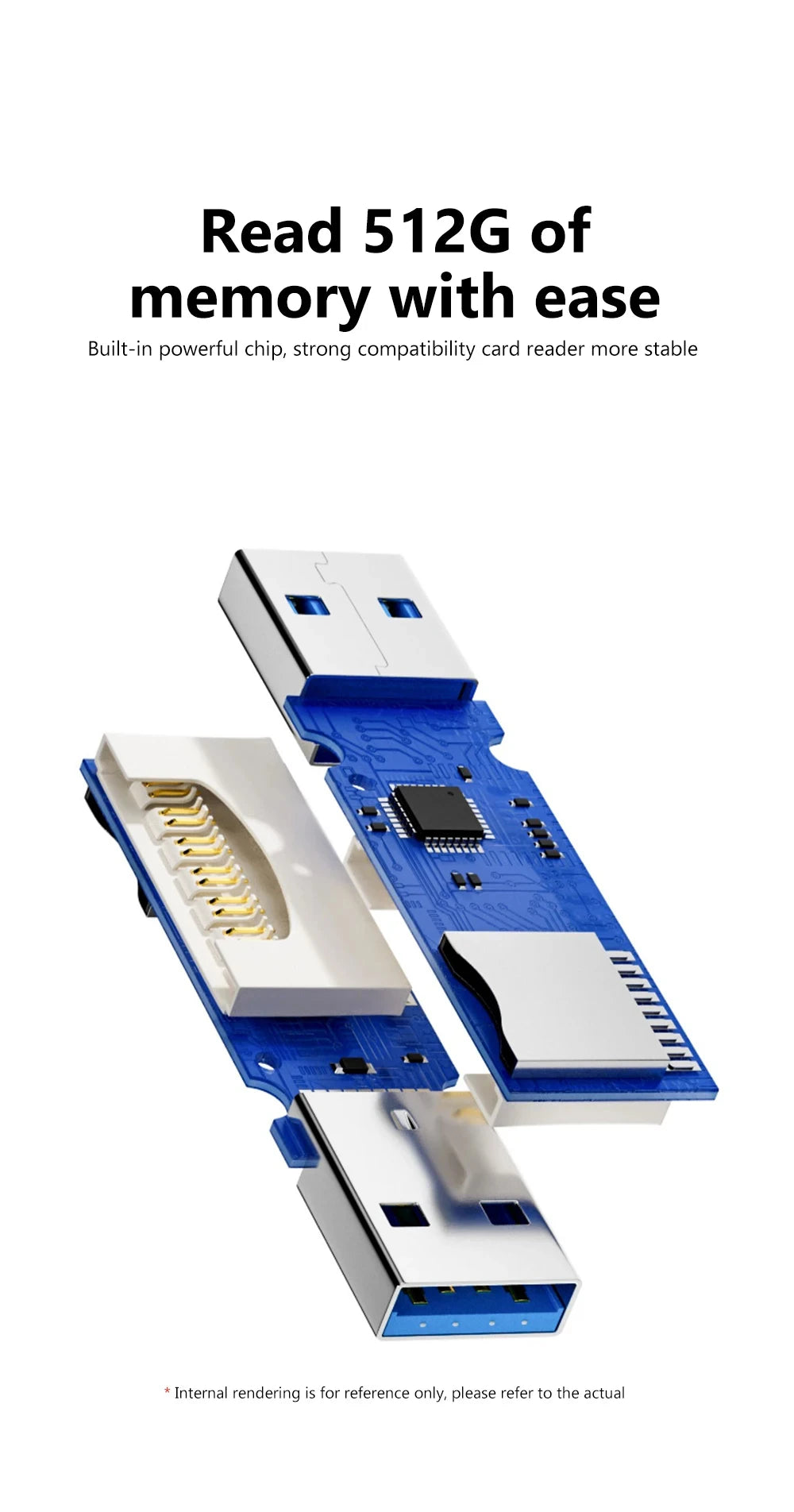 Tutew Multi Functional 2 In 1 High-speed USB 3.0/2.0 Card Reader Supports TF+SD Computer Tablet Camera Laptop Car Mounted