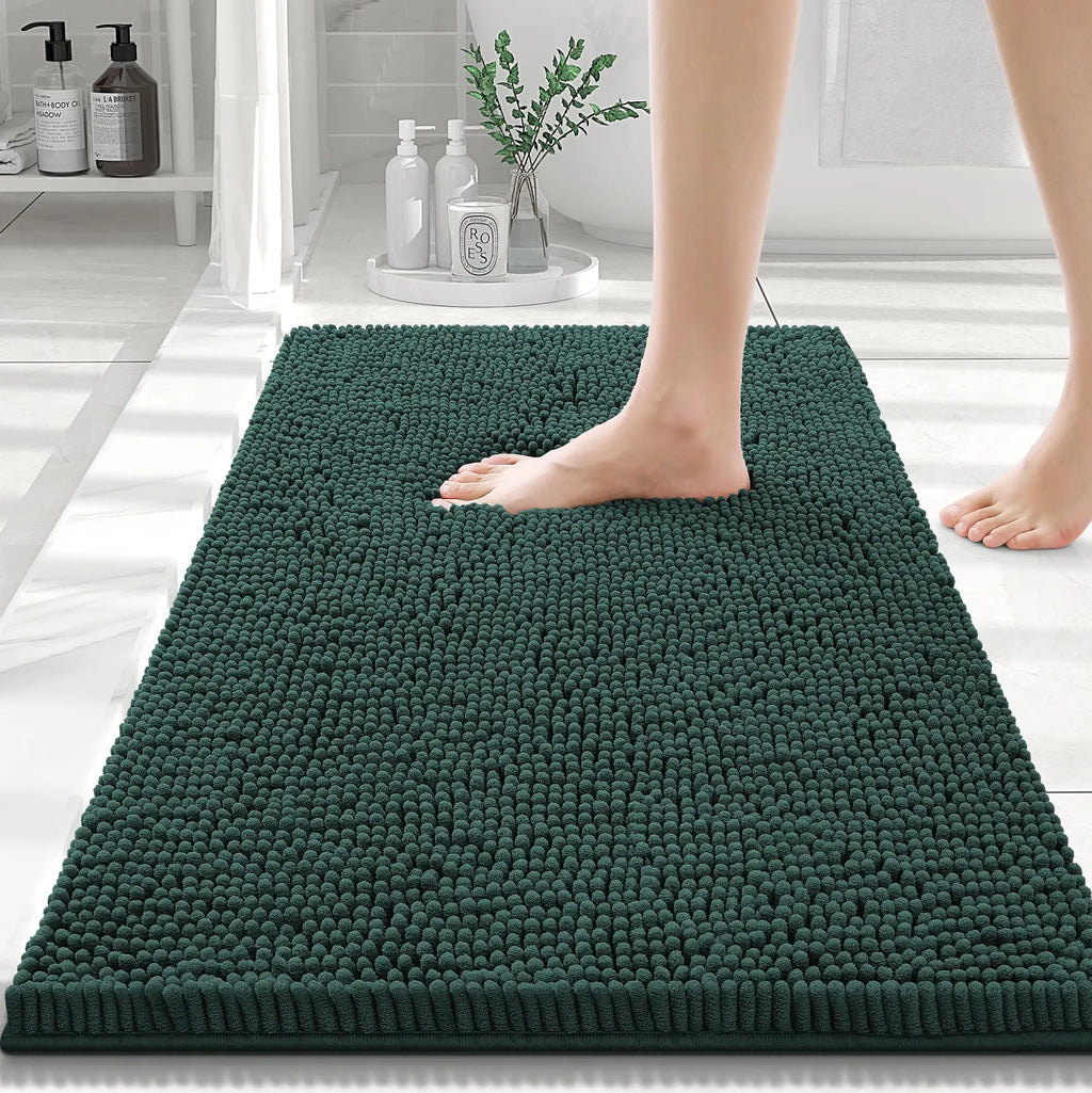 Olanly Chenille Bath Mat Fashion Non-Slips Soft Fluffy Bath Mats For Bathroom Super Absorbent Floor Mats Washable Bathroom Mat