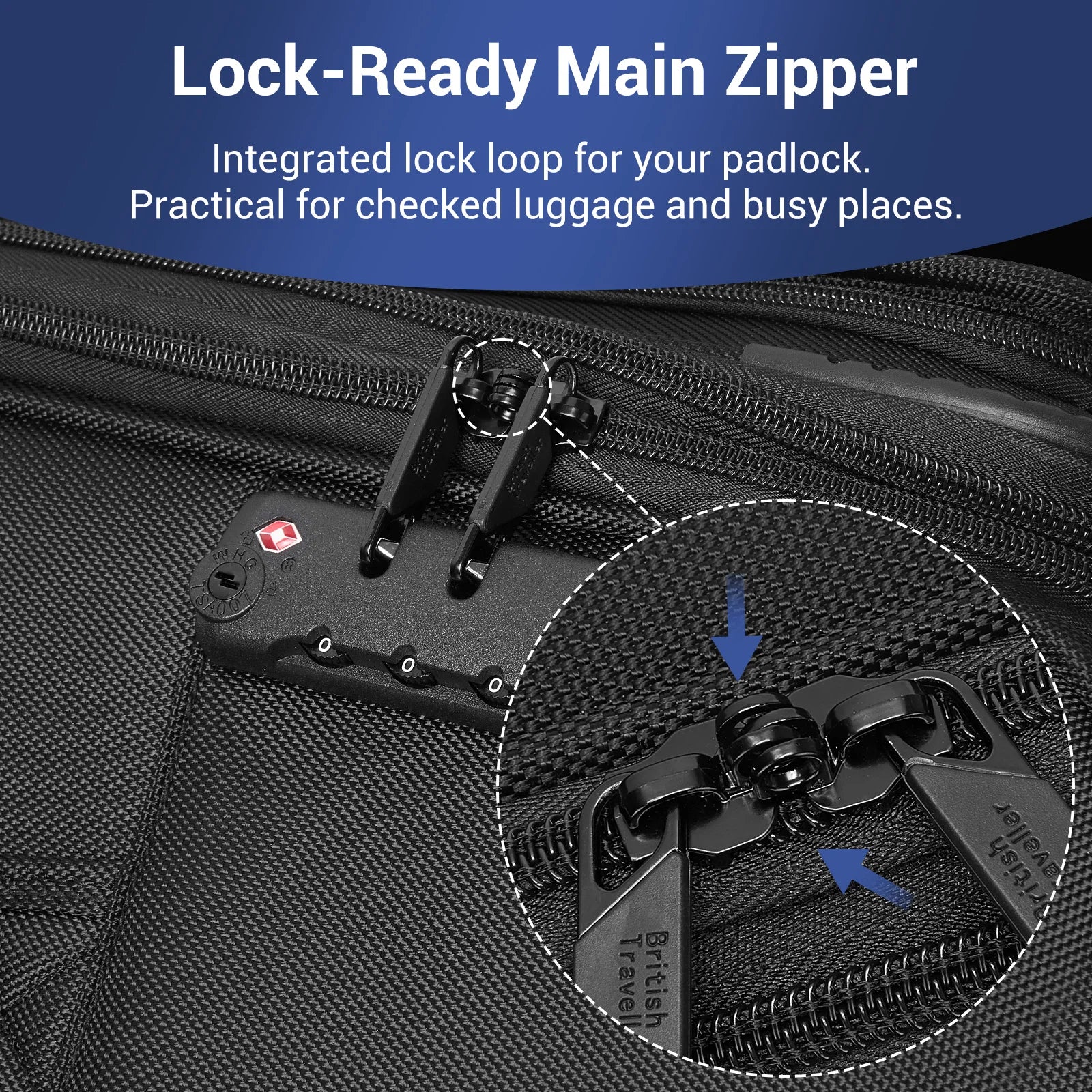 British Traveller - Suitcase Adjustable Handle, 4 Spinner Wheels, Lightweight, TSA Lock - Recycled Polyester Luggage （S/M/L)