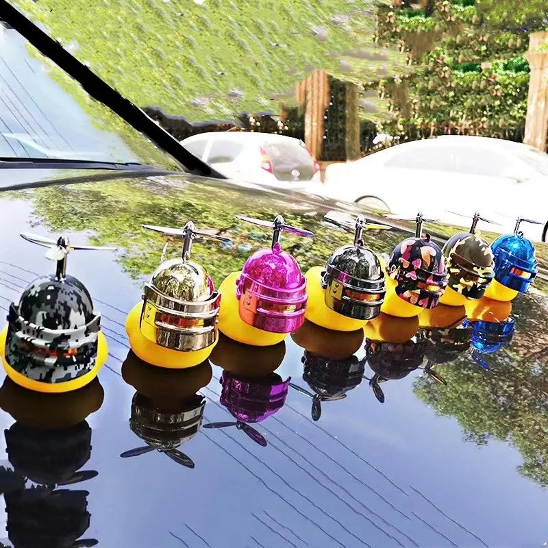 Broken Wind Rubber Duck Motor Accessories Yellow Duck with Helmet Auto Car Accessories Duck In The Car Car Interior Decoration