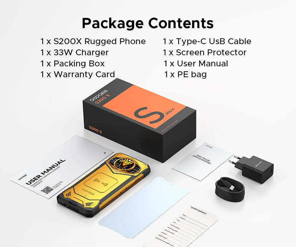 World Premiere DOOGEE S200 X 5G Rugged Phone 12+512GB Smartphone 6.72” FHD+120Hz IPS screen Dimensity 7050 10100mAh battery 33W