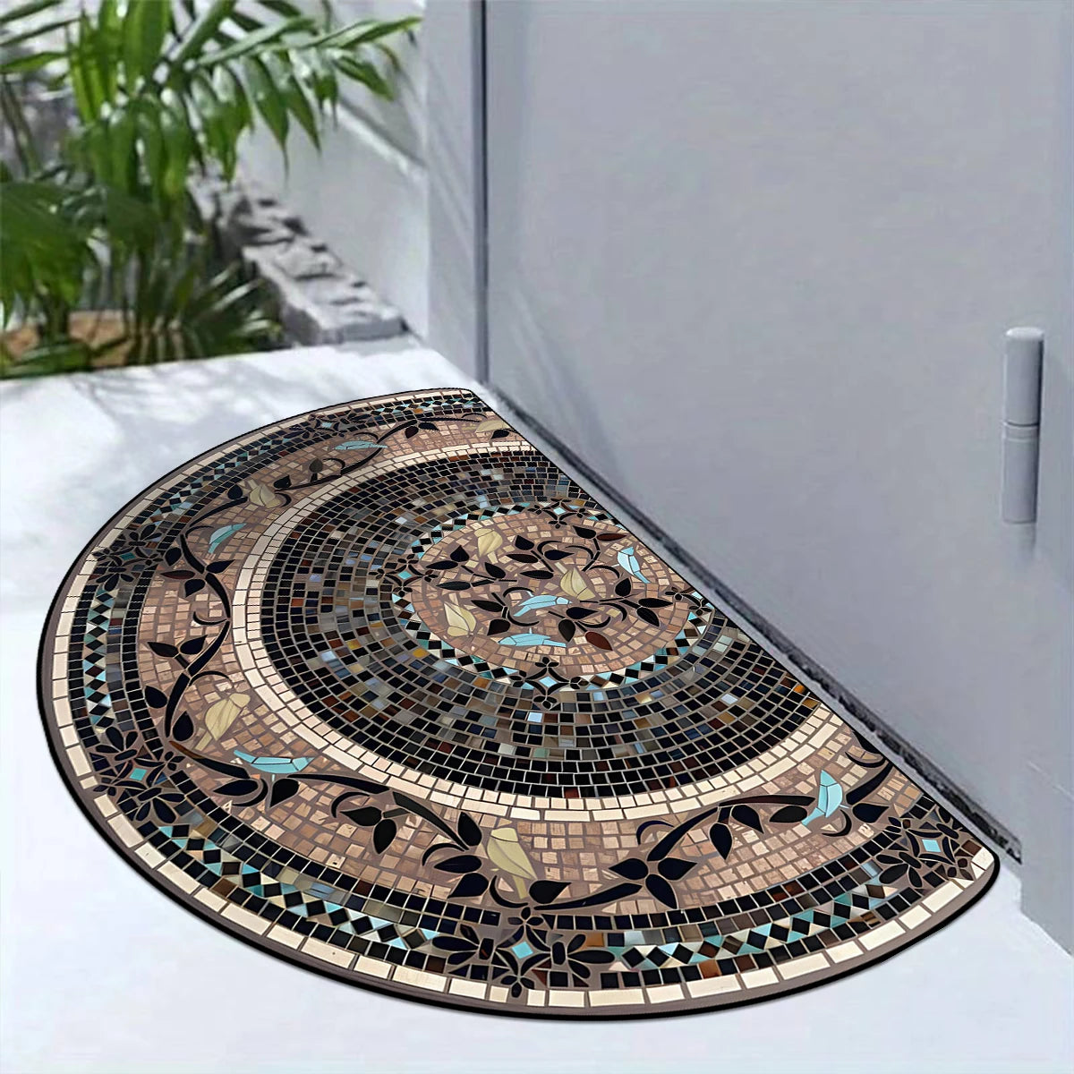Entrance Carpet Anti-slip Dirt-resistant Wear-resistant Door Rug Semicircular Imitation Marble Texture Welcome Floor Mat 현관 카펫