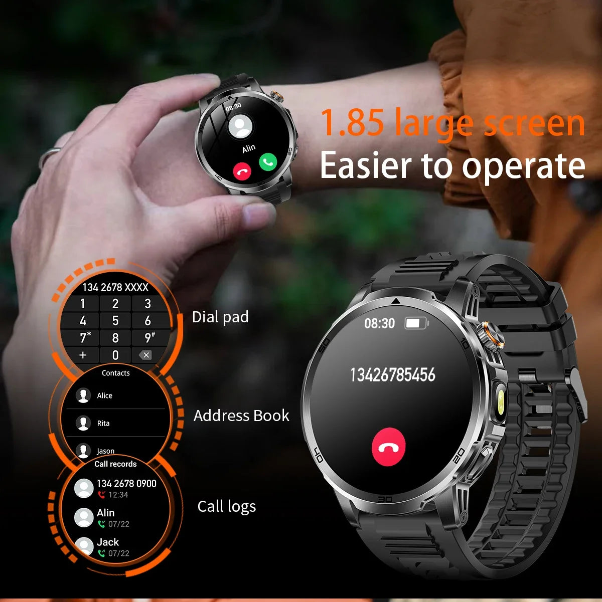 2026 Military T-Rex 3 Smart Watch Fitness Clock Men 466*466 AMOLED Screen 1000mAh Battery Flashlight Call Waterproof Smartwatchs