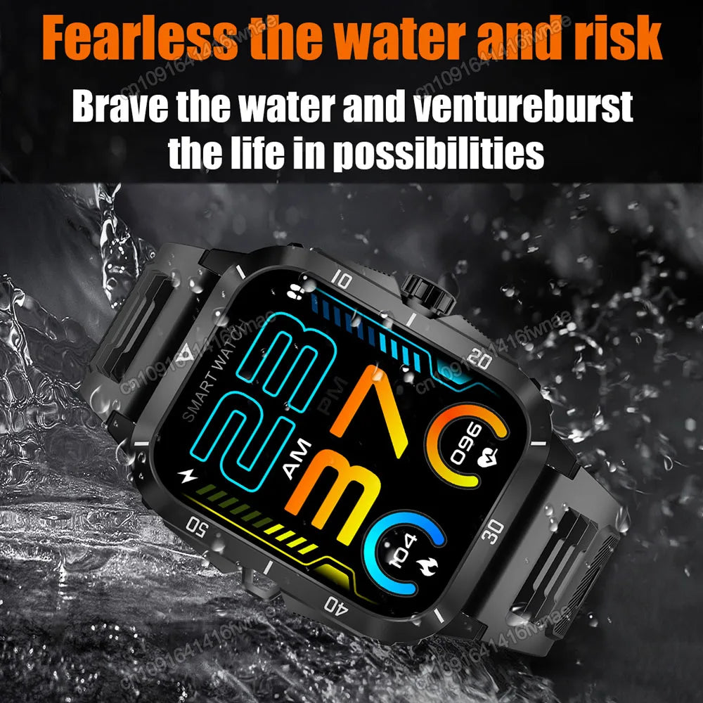 2025 Outdoor Military Watch 1.96" Smartwatch Men Bluetooth Calls Health Monitoring Smart Watch Sport Fitness Watches For Android