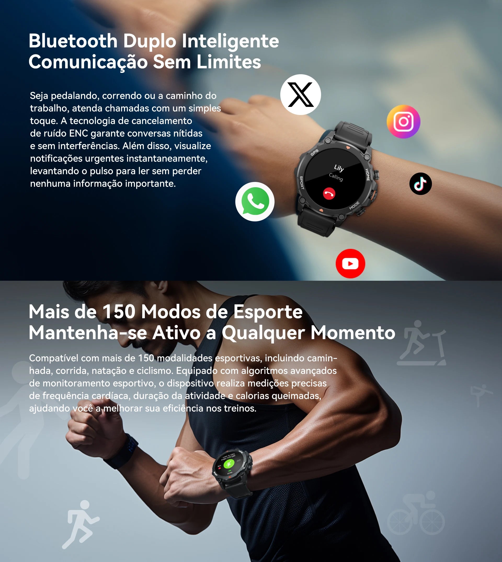 AURAFIT Reloj Hombre GPS SmartWatch 1.43 HD AMOLED GPS Integrated Telephone Llamades Deportes Smartwatch for hombres