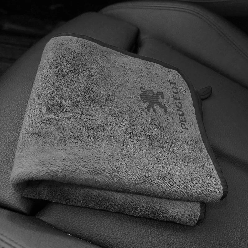 Car Emblem Wash Microfiber Towel Cotton Cleaning Drying Rag Cloth For Peugeot 3008 408 5008 508 107 208 2022 607 2008 Accessorie