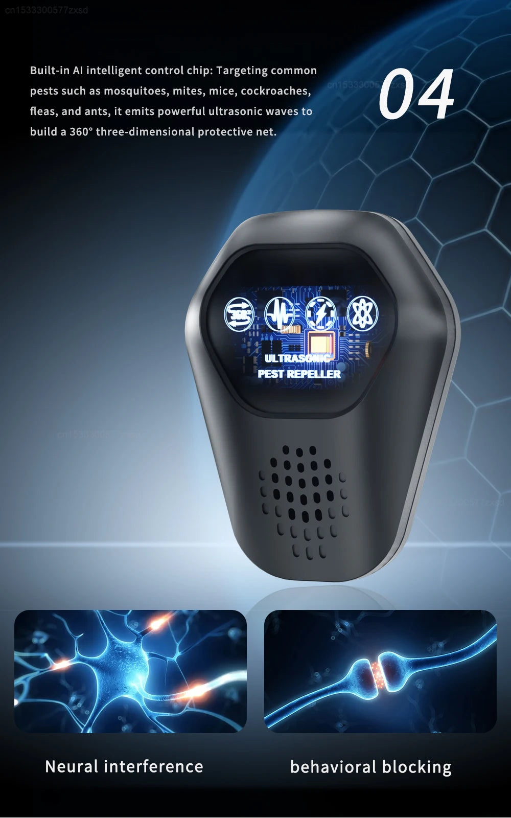 Ultrasonic Mosquito Repeller Rat Repeller Intelligent High-power Warehous Kitchen Variable Frequency Cockroach Pest Repeller New