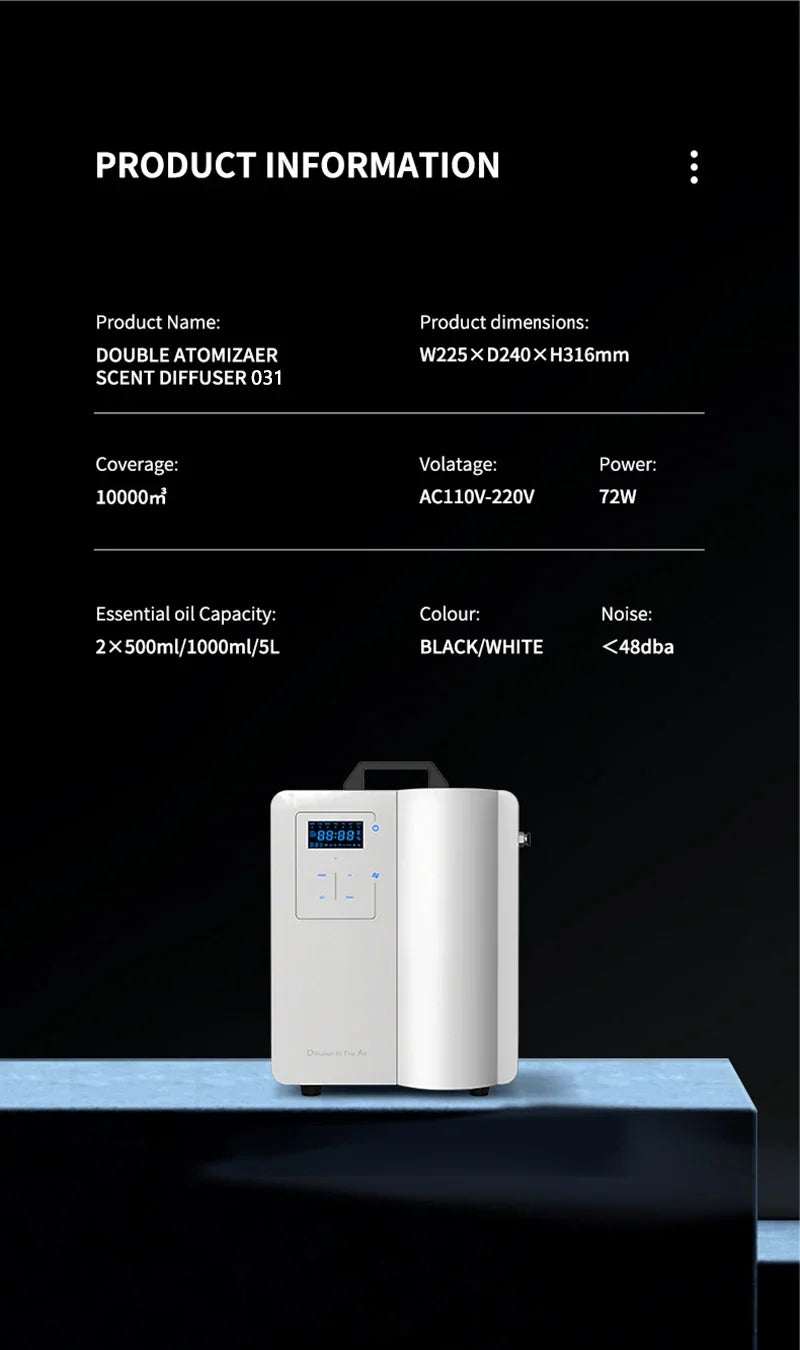 NAMSTE Hotel Home Scenting Device 10000m³ Commercial Electric Aromatic Diffuser Dual nozzles Aromatherapy Atomizer Aroma Burner