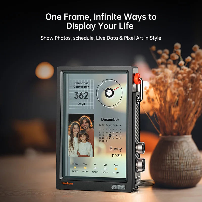 Divoom Times Frame Smart HD Screen | 10.1" DIY Digital Clock | Crypto Stocks Weather Calendar | Tech Gift Desk Setup