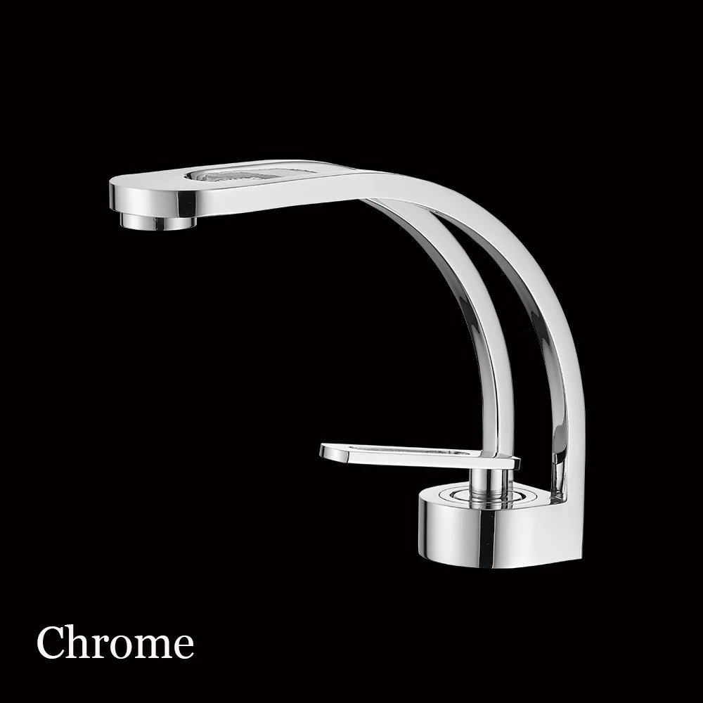 BAKALA Basin Faucet Modern Bathroom Mixer Tap Black/Gold Wash basin Faucet Single Handle Hot and Cold Waterfall Faucet