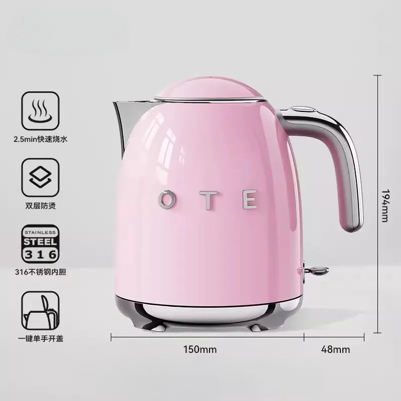 0.8L Pink Automatic power Off 316Stainless Steel Electric Kettle Water Boiler Strix Thermostat Heat-proof