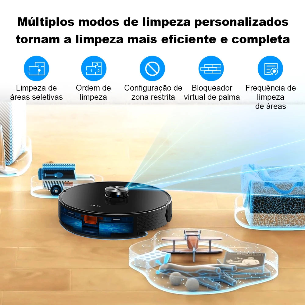 Robot Vacuum Cleaner Liectroux/Lilin X6, LDS Lidar Laser System,6500Pa,Multi-Floor Maps,Y Shape Wet Mop,Multilingual Voice