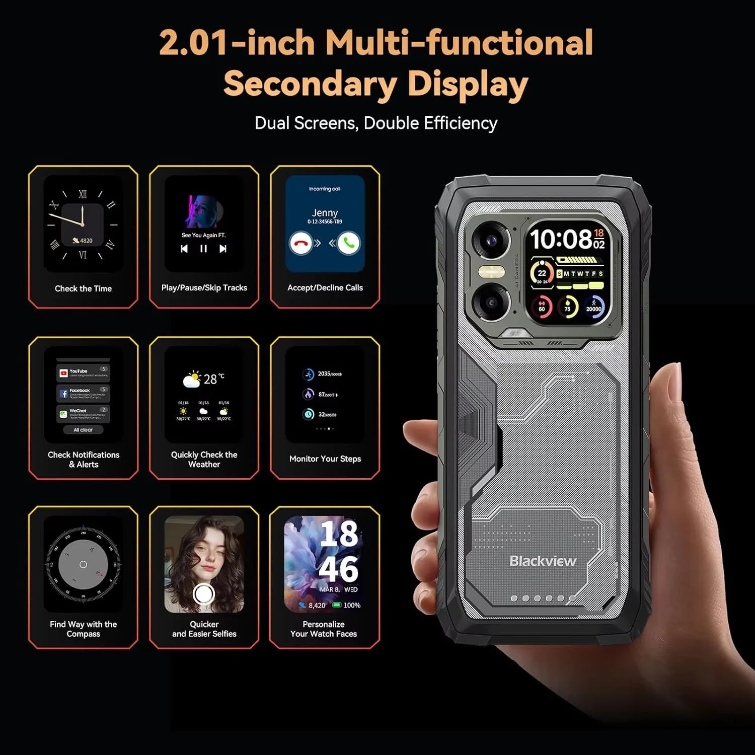 [Ship From UK]Blackview 48GB + 512GB Smartphone 20000mAh 55W [XPLORE 1] 6.78'' 2.4K + 2.01'' Dual Display 5G Rugged Mobile Phone
