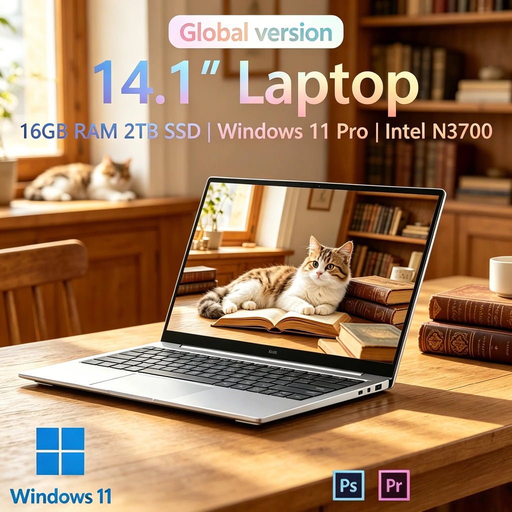 14.1 Inch Ultra Thin Laptop Intel 4405U DDR4 16GB RAM 2TB SSD Win11 Pro Portable Business Notebook PC For Student Office