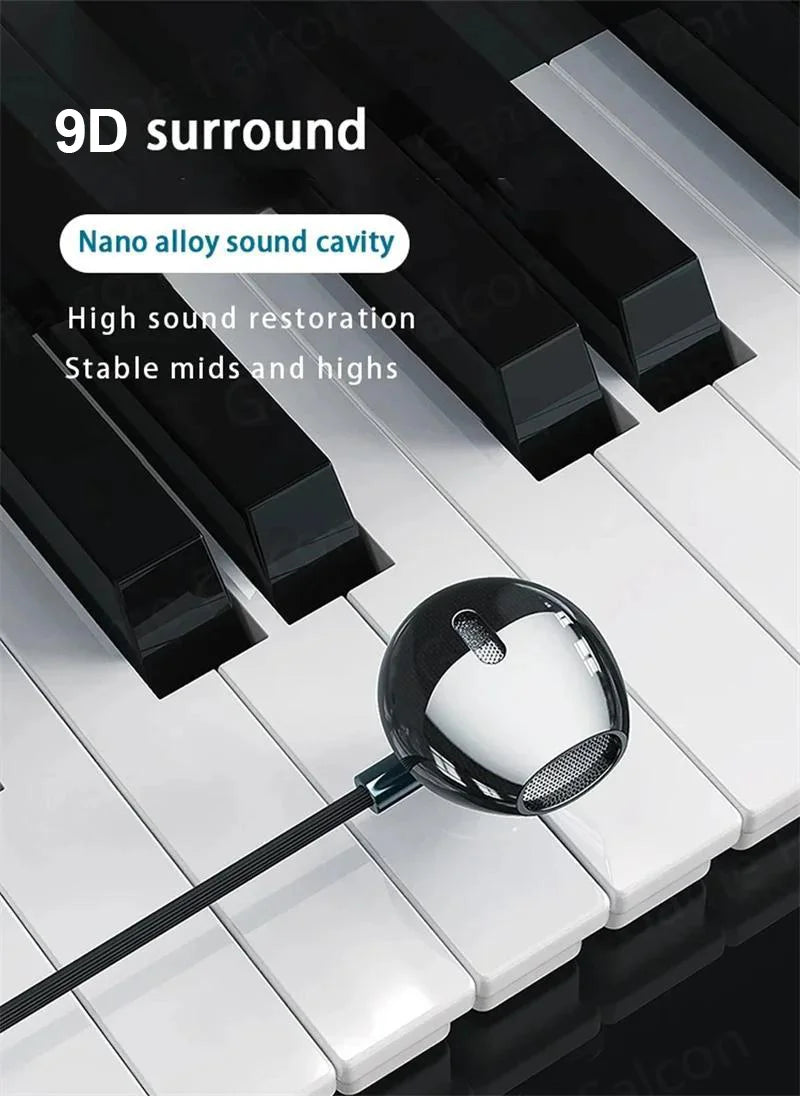 Type C&3.5mm Headphones HiFi Bass Stereo Volume Control Headset In HD Mic Wired Earbuds For iPhone15-17/Samsung Series Earphones