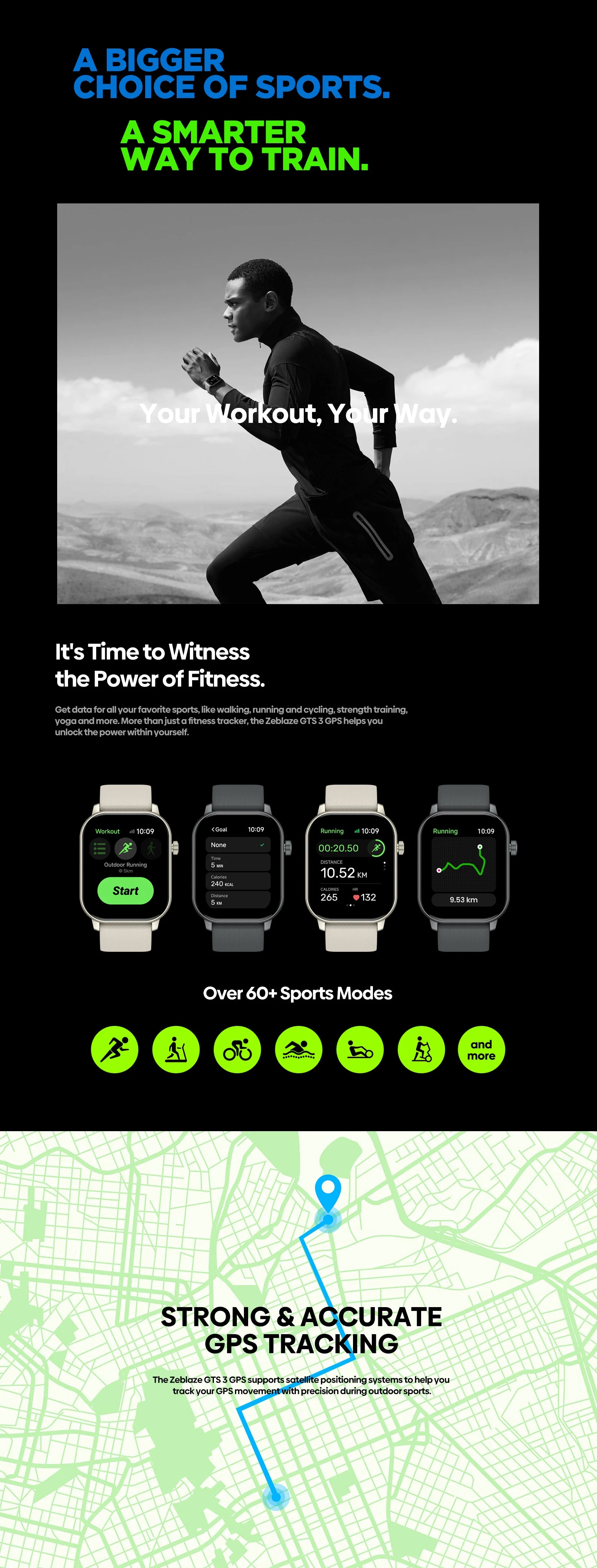 New 2025 Zeblaze GTS 3 GPS Smartwatch 2.01" Display Screen Make/Answer Phone Calls Heart Rate/SpO2/Stress Tracking Smart Watch