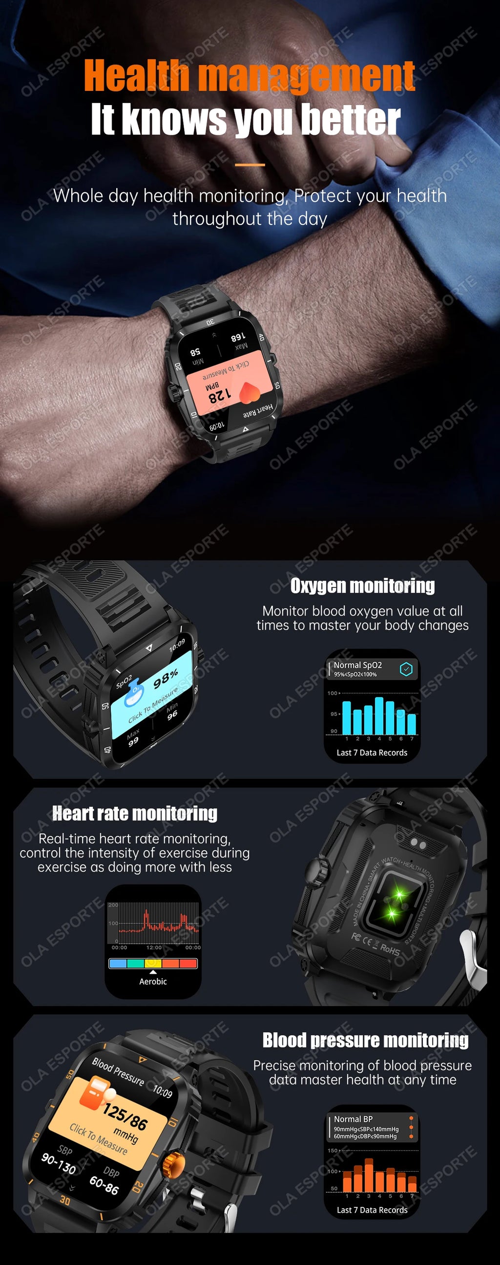 2025 Outdoor Military Watch 1.96" Smartwatch Men Bluetooth Calls Health Monitoring Smart Watch Sport Fitness Watches For Android