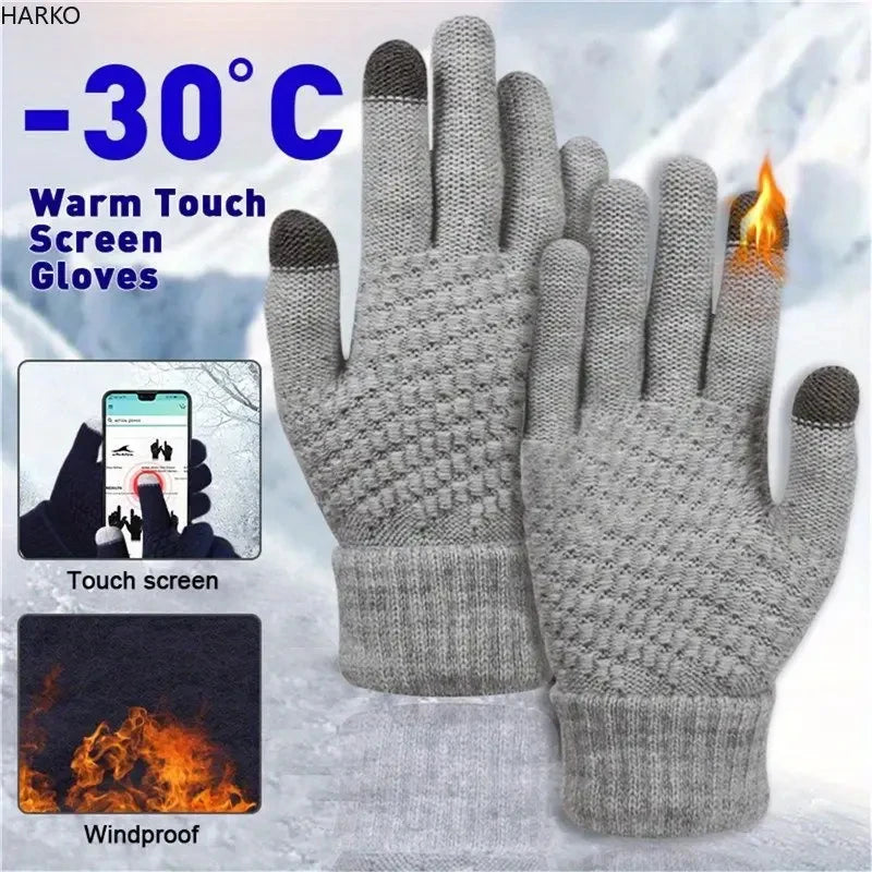 Winter-lined Gloves for Both Men and Women - Thickened Elastic Touch Screen Compatible, Cold-proof and Warm Gloves