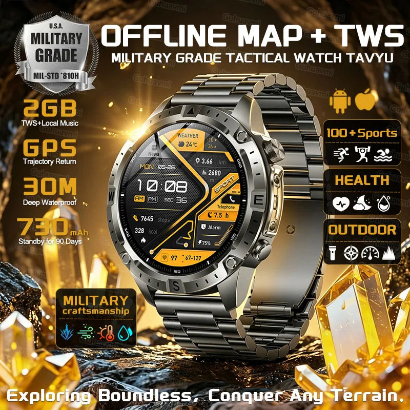 New Offline Map GPS Smart Watch 30meters Swim Waterproof 2GB Memory Bluetooth Call 100+ Sport Fitness Smart Watches For Man 2026
