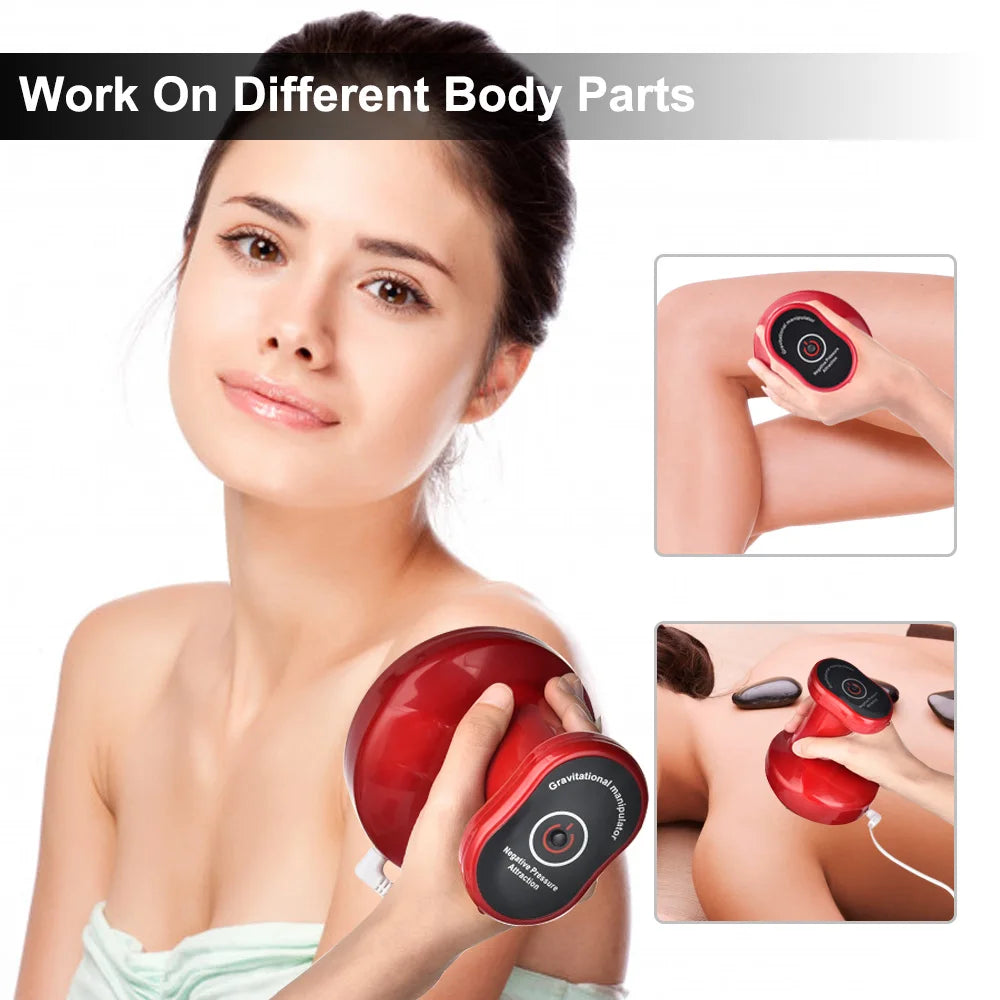 Electric Cupping Massage Guasha Scraping EMS Body Massager Vacuum Cans Suction Cup IR Heating Anti-Cellulite Fat Burner Slimming
