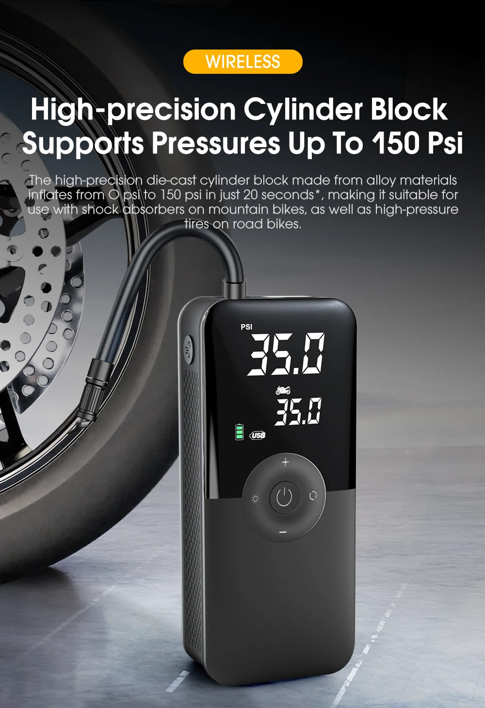 CARSUN Rechargeable Tire Inflator Digital Cordless Car Tyre Inflator For Motocycle Bicycle Balls Portable Compressor Air Pump