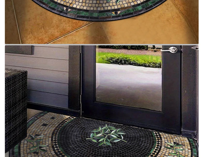 Entrance Carpet Anti-slip Dirt-resistant Wear-resistant Door Rug Semicircular Imitation Marble Texture Welcome Floor Mat 현관 카펫