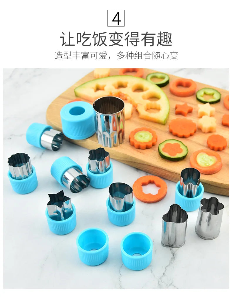 Star Heart Shape Vegetables Cutter Plastic Handle 3Pcs Portable Cook Tools Stainless Steel Fruit Cutting Die Kitchen Gadgets