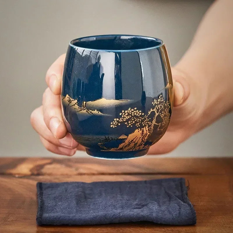 Japanese-style Simple Master Mug Ceramic Tea Bowl Cup Household Jilan Simple Ceramic Large Teacup Tea Set for A Single Cup