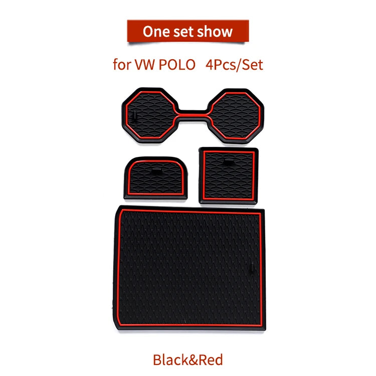 for VW Volkswagen POLO MK6 AW 2018-2023 Anti-slip Gate Slot Mat Car Door Groove Cup Pad Interior Accessories