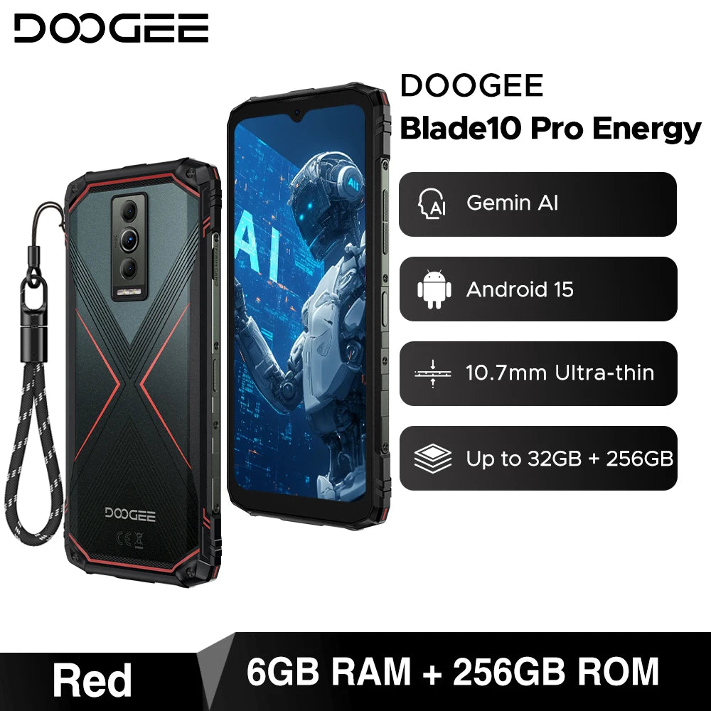 DOOGEE Blade10 Pro Energy Rugged Phone 32GB 256GB 6.56” HD+ Screen 6150mAh Large Battery 50MP AI Camera Android 15 NFC