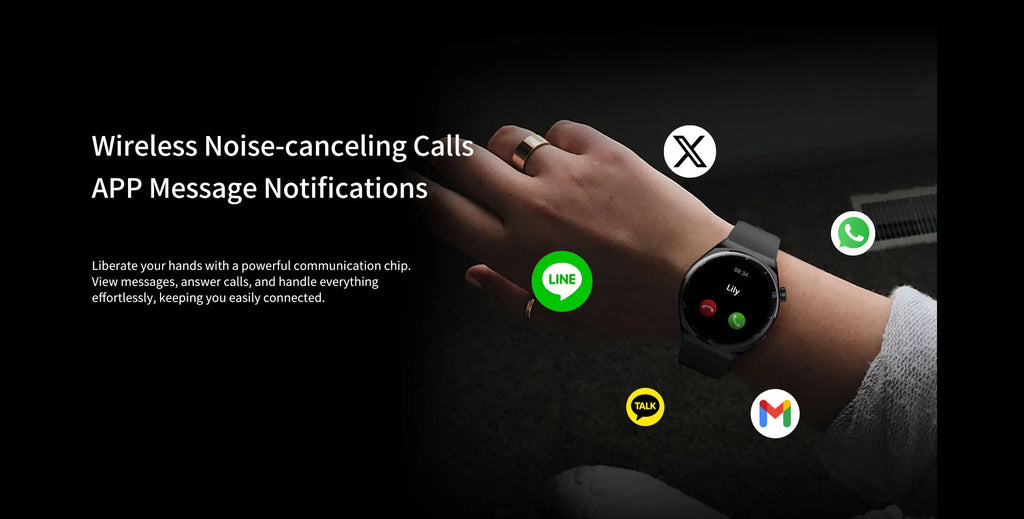 Aurafit Smartwatch NEXA 2/AM05 Bluetooth Chamada, Tela AMOLED 1.43", IP68, Monitor Cardíaco e SpO2, Bateria 300mAh metal de luxo
