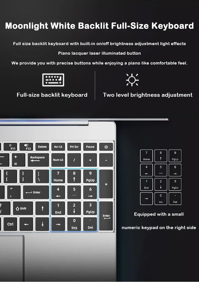 Durable Strong 15.6" Portable Laptop I9-9880H Windows11 32GB DDR4 2TB SSD Pc Gamer Office Computer