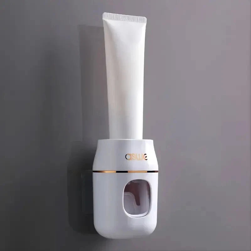 Lazy Gadget: Automatic Toothpaste Dispenser & Wall Mount Holder - No Drill Bathroom Organizer