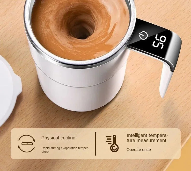 380ML Electric Coffee Self Mixing Mug IP67 Waterproof Coffee Stirring Mug USB Charging Digital Display Automatic Magnetic Cup