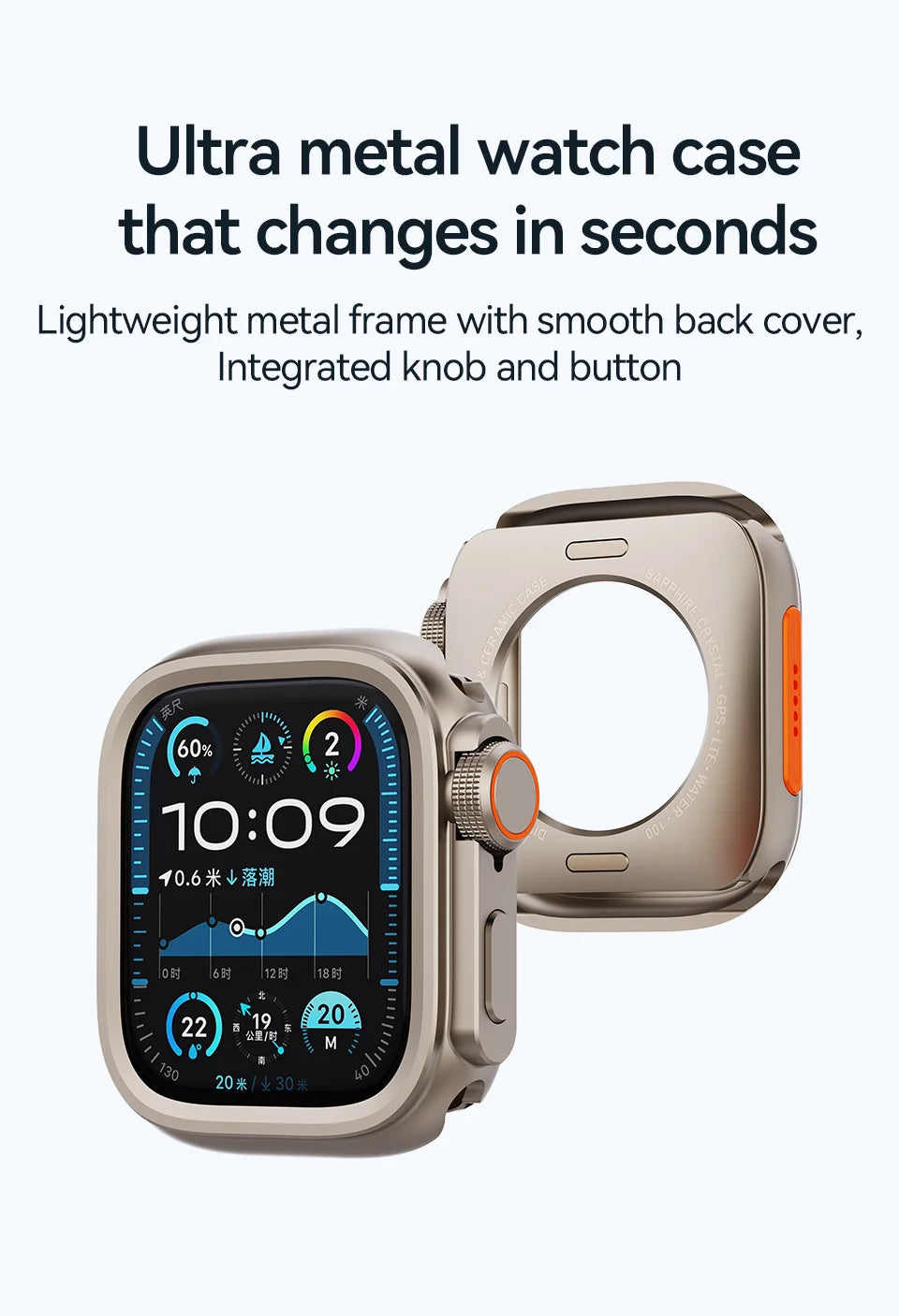 PZOZ For iWatch Ultra 2 3 Metal Shell PC Back Cover For Apple Watch Case Series 11 10 9 8 7 se 6 45mm 44mm Change to Ultra 49mm