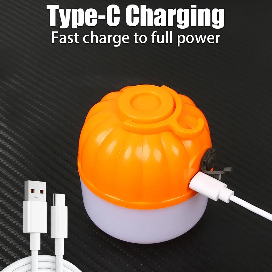 500W LED Camping Lantern USB Rechargeable Portable Lamp Bulb Flashlight with Power Display Emergency Light for Outdoors Fishing