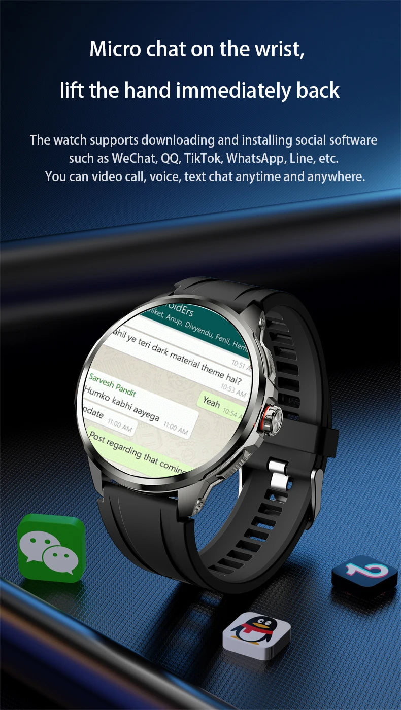 H99 Smart Watch 5G LTE Android 10.0 with 190° Rotary Camera Insert Sim Card Google Play App Download GPS WiFi Heart Rate Tracker