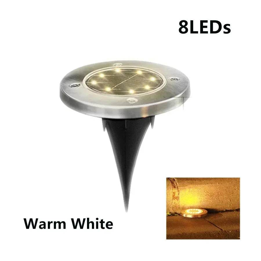 8pcs 8/20LED Solar Thermal Lights Garden Decor Ground Plug-in  Waterproof Street Solar Charging Underground Deck Spotlights