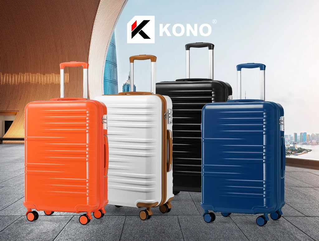 British Traveller Lightweight Hard Shell Suitcase ABS+PC, 20/24/28 inches, 4 spinner wheels with combination lock