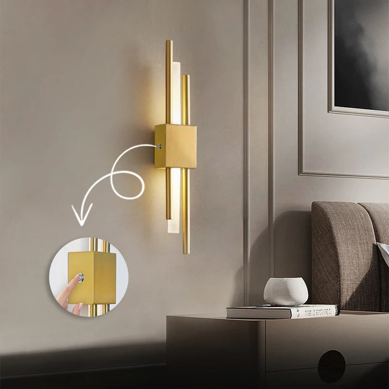 Nordic LED Wall Lamp Indoor Lighting Bedroom Bedside Living Room For Home Hotel Stairs Decoration Lamp Rechargeab LED Wall Light