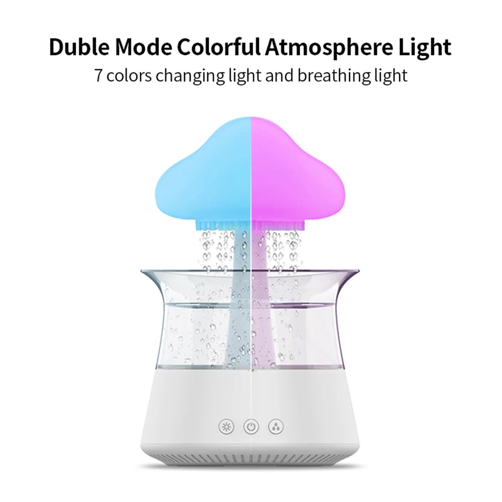 300ml Rain Cloud Humidifier Rain Colorful Mushroom Cloud Raindrop Atmosphere Lamp Night Light Essential Oil Humidifier Machine